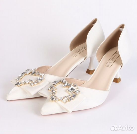 Туфли белые атлас 37, фуксия -замша