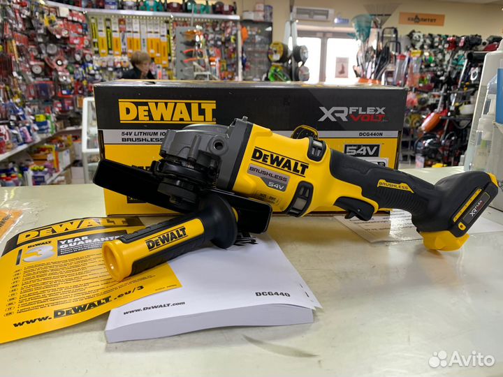 Аккумуляторная ушм dewalt DCG440N (54В) 180 мм