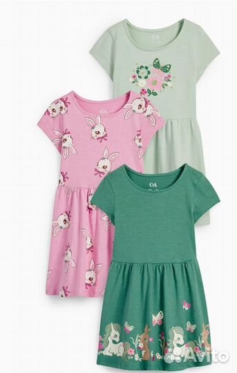 Комплект платьев C&A для девочек новые р 128