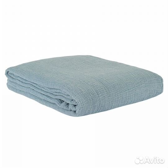 Покрывало из жатого хлопка джинсово-синего цвета и