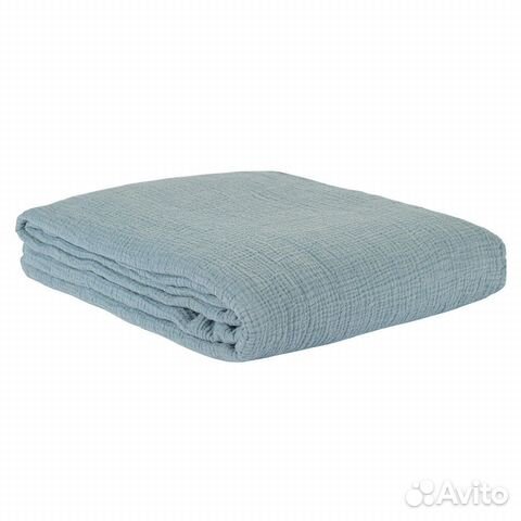 Покрывало из жатого хлопка джинсово-синего цвета и