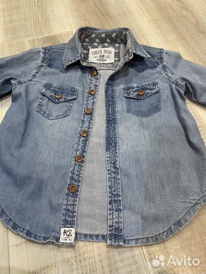 Джинсовая рубашка на мальчика 86