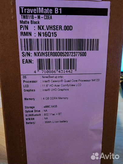 Ноутбук Acer Travelmate B1 TBM118-M C0EA