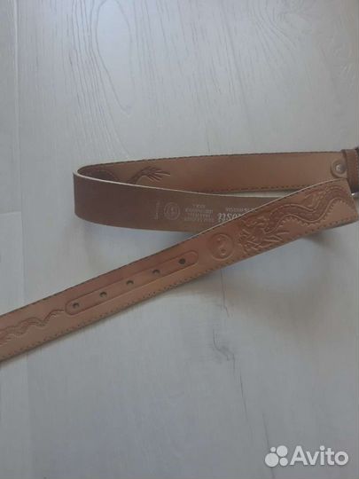Ремень мужской бежевый. Натуральная кожа. 105 см