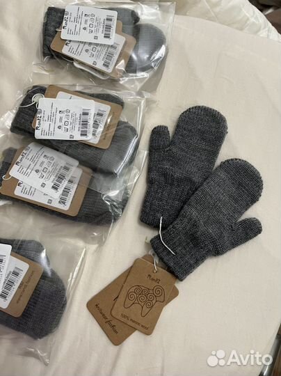 Варежки шерстяные меринос на малыша 1-2 года