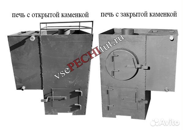 Печь квадратная с боковым баком 