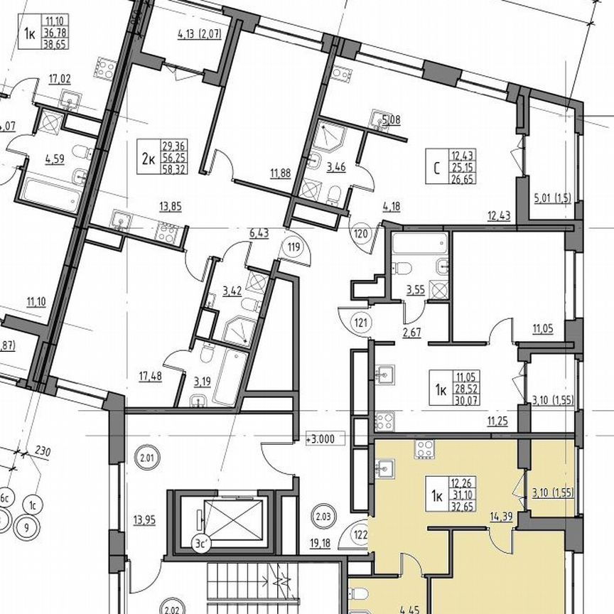 1-к. квартира, 32,7 м², 2/12 эт.