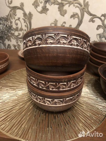 Посуда из красной глины новая