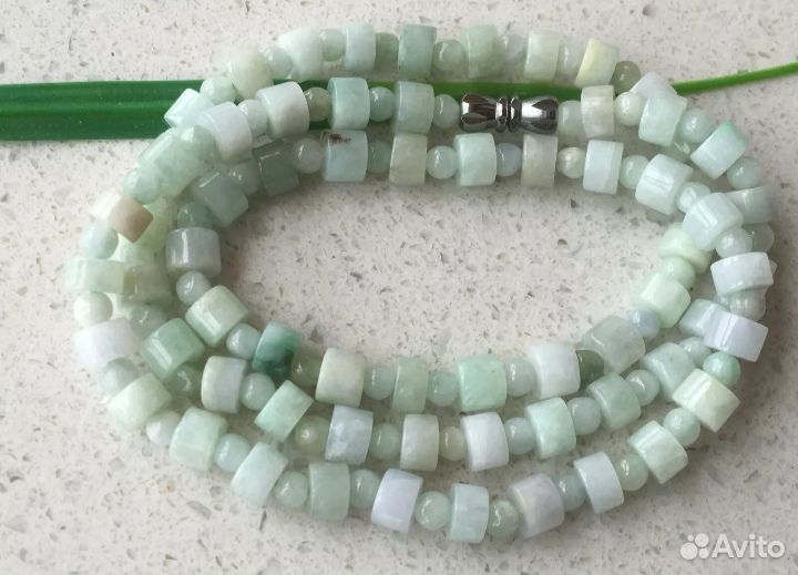 Бусы из природного жадеита