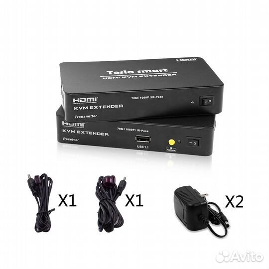 Удлинитель hdmi + USB по витой паре 50м KVM + ик