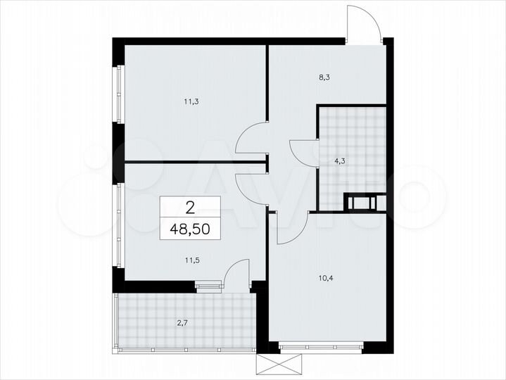 2-к. квартира, 48,5 м², 9/9 эт.