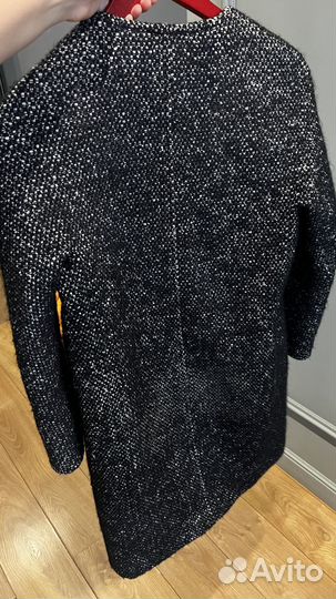 Пальто шерстяное женское черное средней длины