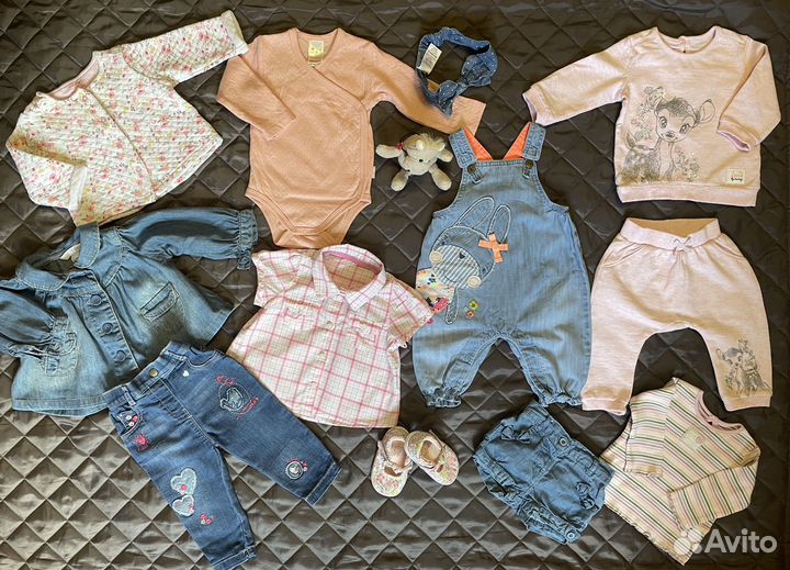 Джинсовые летние вещи на девочку 3-6 m