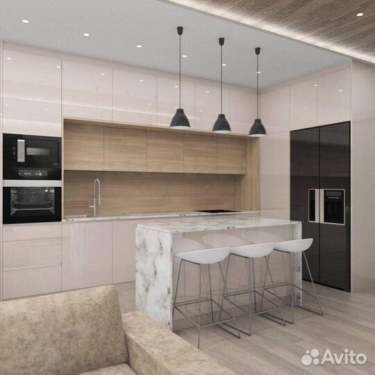 Кухонный гарнитур прямой матовый