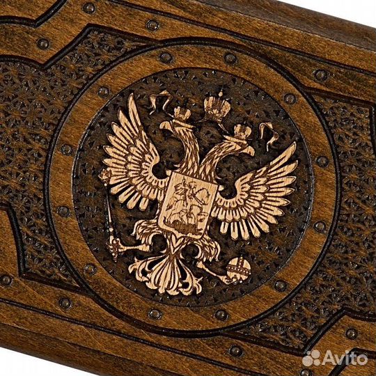 Нарды и шашки резные Герб РФ 30 х 30 см бук Армения 62504