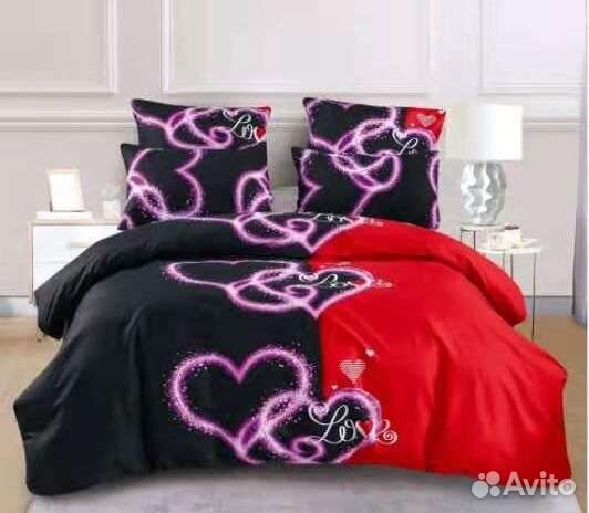 Постельное белье с сердечками Люкс Сатин Доставка