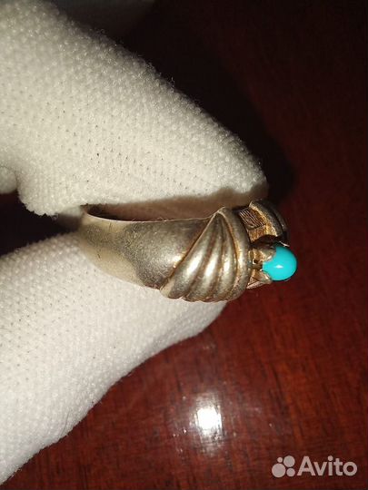 Кольцо чалма бирюза