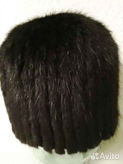 Шапка норковая вязаная женская