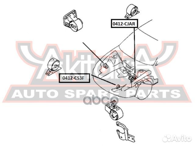 Подушка двигателя ат зад прав/лев 0412cjar