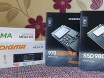 SSD M.2 NVMe 1 TB Samsung 970 EVO Plus; Digma Mega