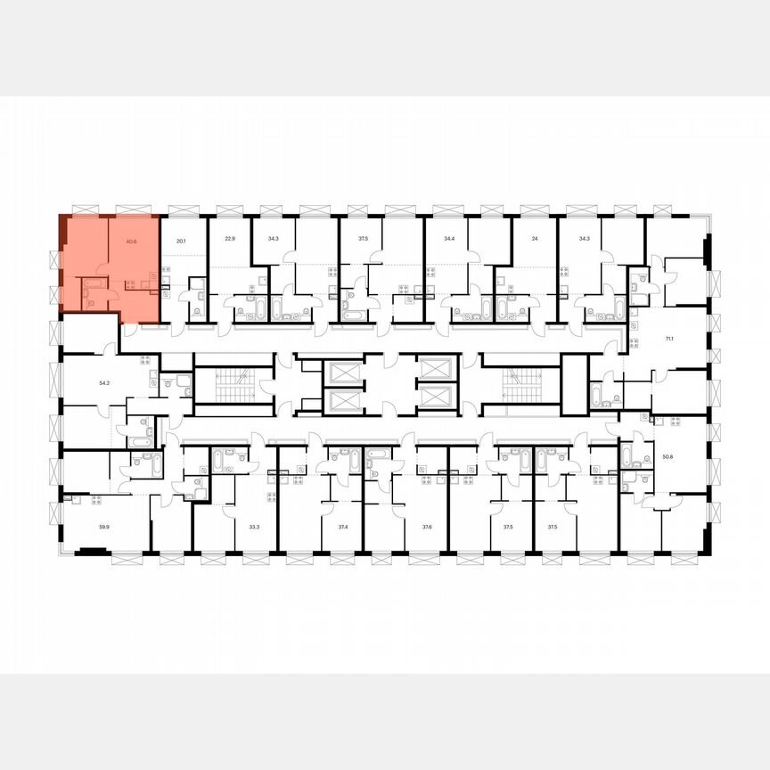 1-к. квартира, 40,6 м², 25/30 эт.