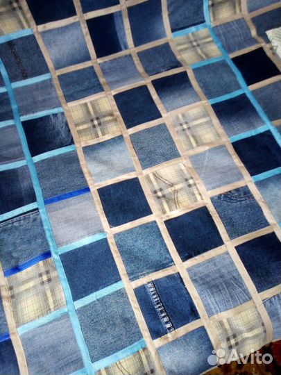 Покрывало двухспальное из джинсовой ткани