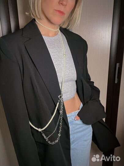 Сотуар колье-цепочка для тела из жемчуга Майорика