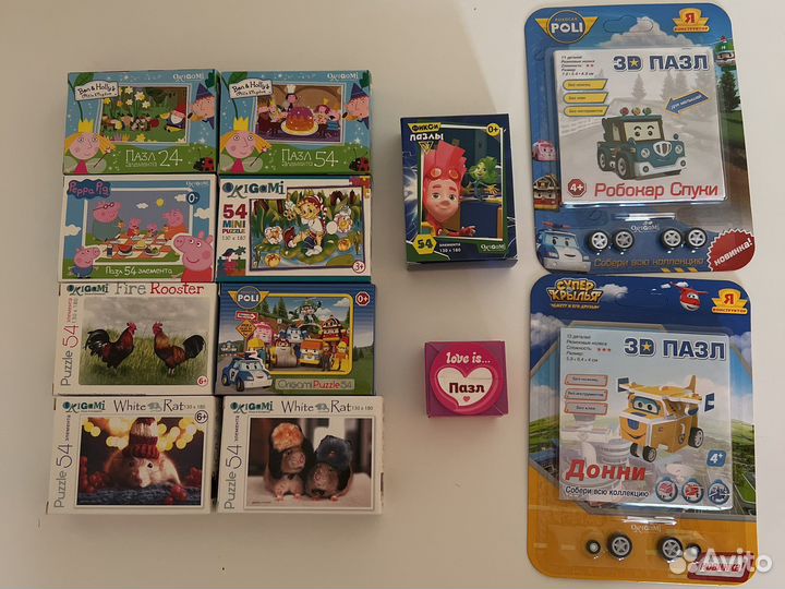 Пазлы новые 54, 24, 3d, origami, робокар, крылья