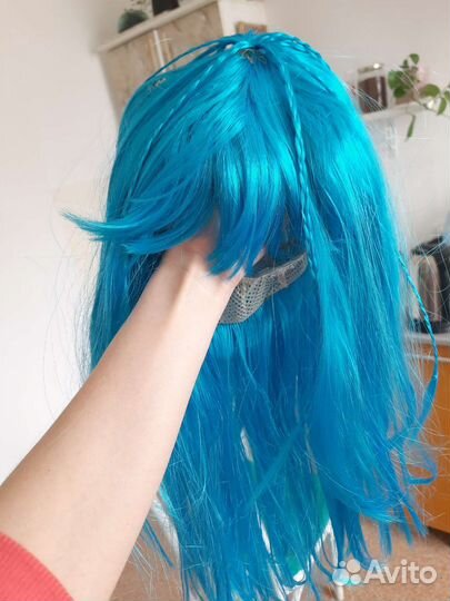 Парик Мальвина длинные синие волосы