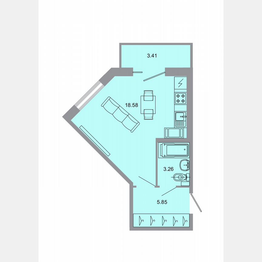 Квартира-студия, 28 м², 4/20 эт.