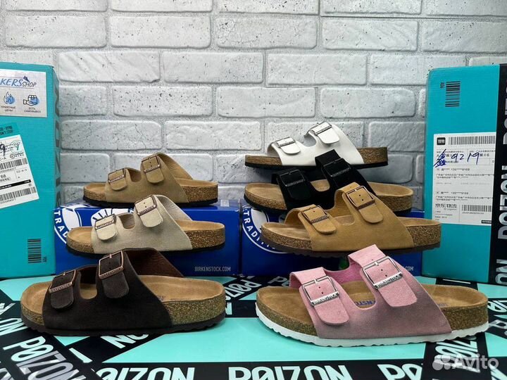 Сандалии Birkenstock Arizona замшевые розовые