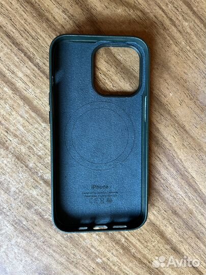 Кожаный зеленый чехол для iPhone 13 Pro