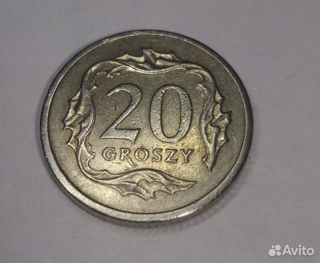 Польская монета 20 гроши, 1992 года