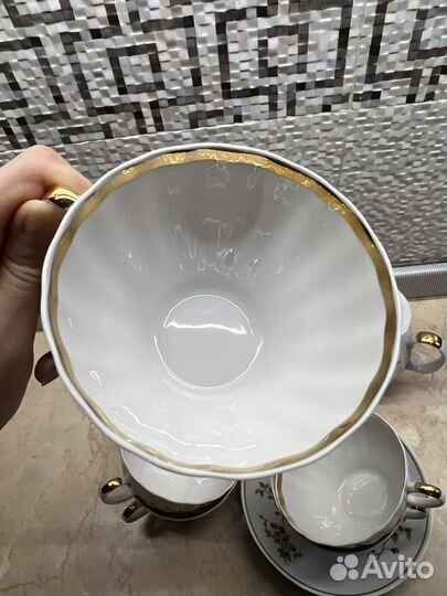 Чайный сервиз Дулево Белый лебедь Цветение