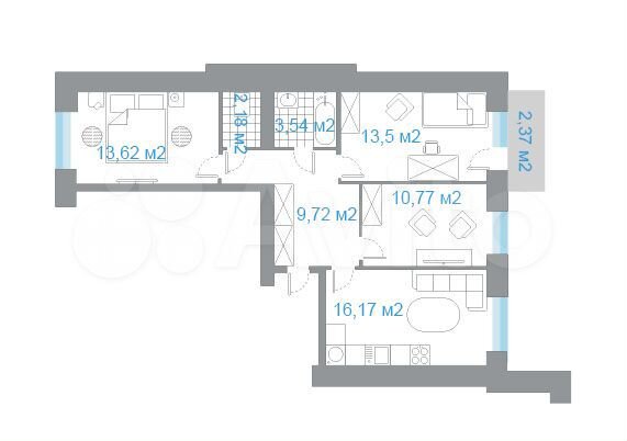 3-к. квартира, 71,7 м², 1/5 эт.