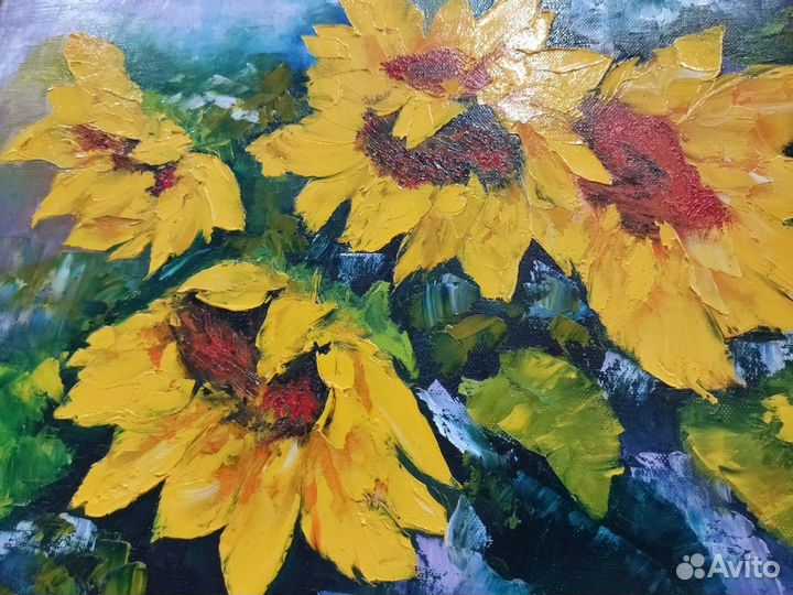 Картина маслом на подрамнике Цветы солнца