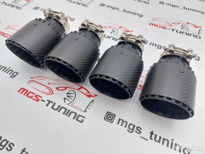 4 Насадки выхлоп Akrapovic Jet black карбон 102мм