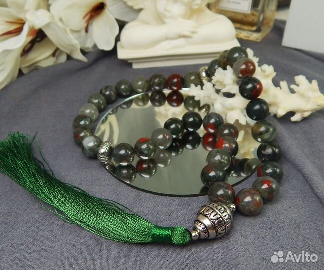 Четки крупные из яшмы натуральной, яшма зеленая