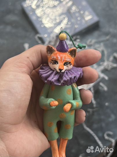 Игрушка на елку лисица ручной работы