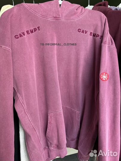 Cav empt худи оверсайз бордовое overdye