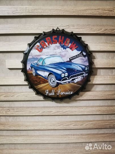 Декор на стену пробка пивная Car show Corvette