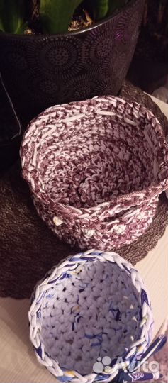 Корзинки из трикотажной пряжи