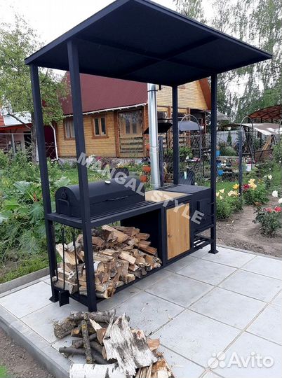 Мангал с печью под казан