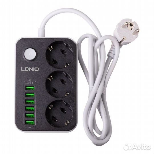 Сетевой Фильтр-Удлинитель 3 Розетки+6*USB 2500Watt