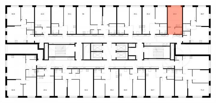 Квартира-студия, 20,4 м², 27/32 эт.