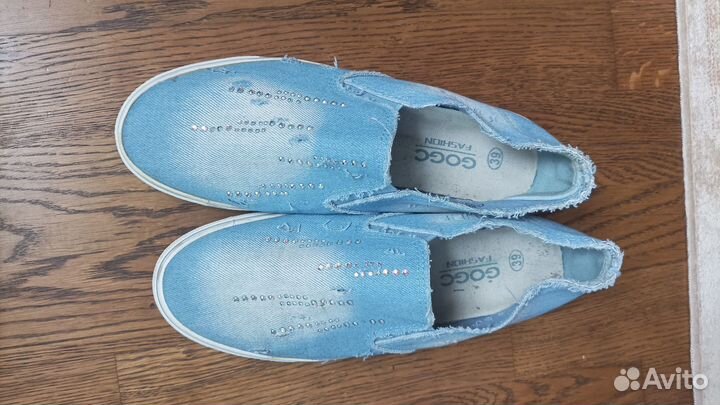 Слипоны джинсовые 39