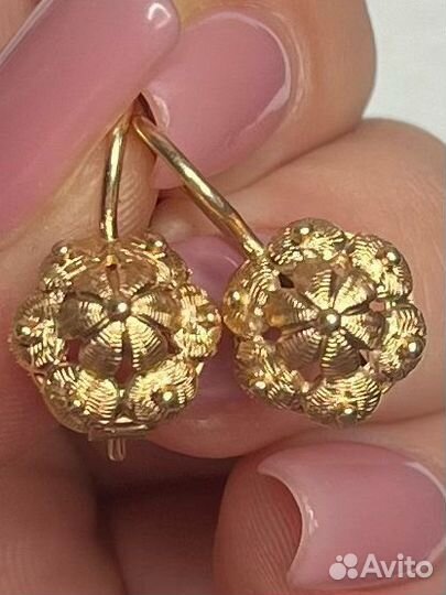 Золотые серьги 583 проба
