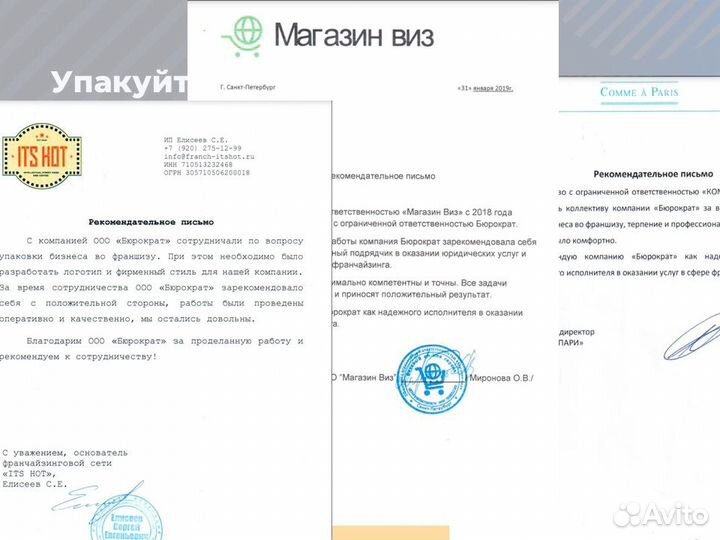 Упаковка франшизы / Сопровождение продаж