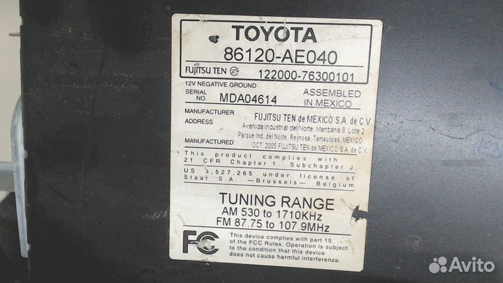 Магнитола Toyota Sienna 2, 2006