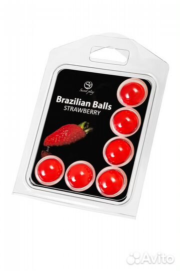 Набор из 6 шариков с массажным маслом Brazilian Balls с ароматом клубники